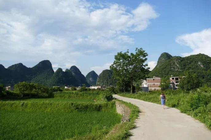 Platteland wandelen karstbergen in Yangshuo